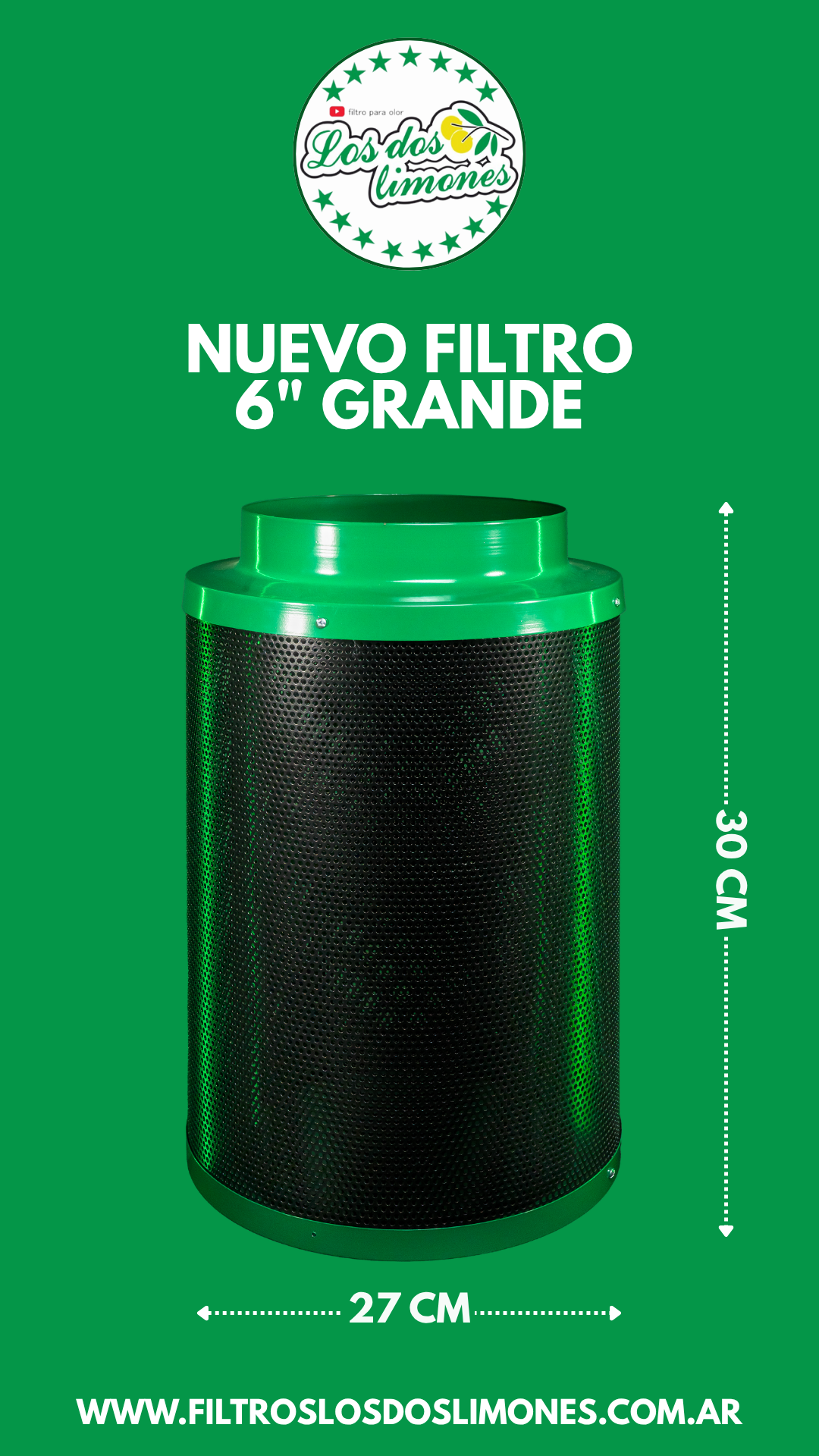 Filtro para eliminar olores 6 pulgadas grande 